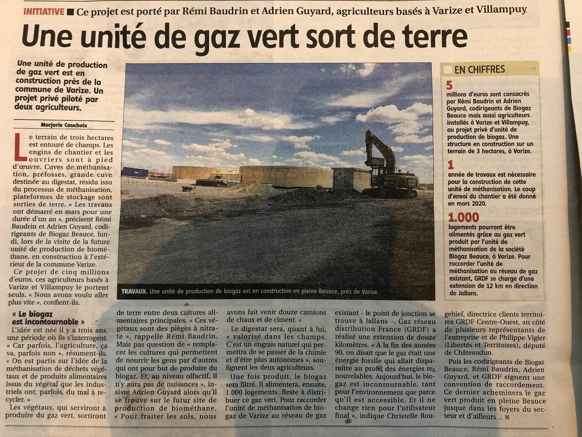 MaximeSaada's tweet photo. Dehors la morosité, les jeunes quadra entreprennent ! Pas peu fier de mon beau frère qui colance 1 unité pour produire du gaz vert en local pour des communes de Beauce (28) : l’avenir est bien là tout comme l’hydrogène #biogaz #Varize #recyclagevegetaux #donnerdusens https://t.co/QhlcLAY0zl