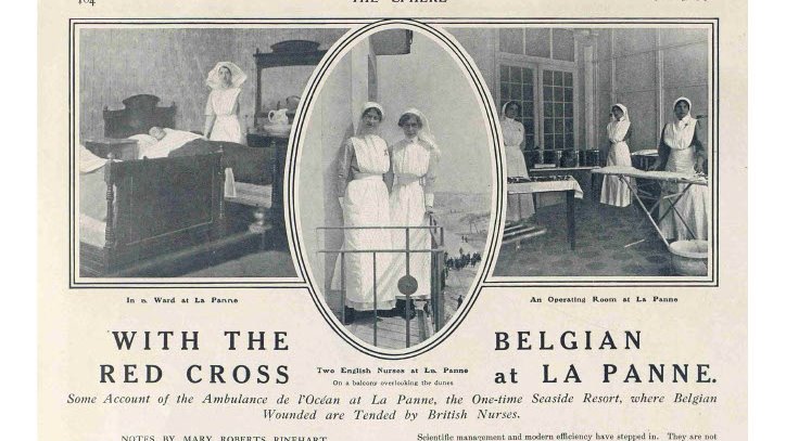 During the war in De Panne a Red Cross hospital known as Hospital L'Océan originated in December 1914, by Dr Antoine Depage and Queen Elisabeth of Belgium.  Initially with 200 beds by the end of the First World War this had increased considerably to 1800 beds. 1/5