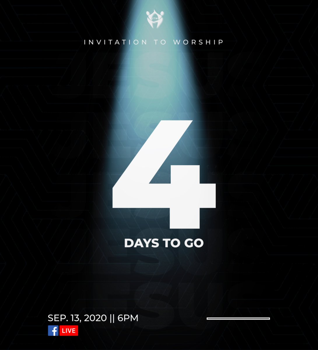 ITW_NIG's tweet image. 4 Days to go

Save the date || Get your devices and  data ready 🤣 || Get set for an encounter!!!

Sunday, Sept. 13 ||  6pm || Facebook LIVE

#Jesus
#InvitationToWorship2020
#ITW2020