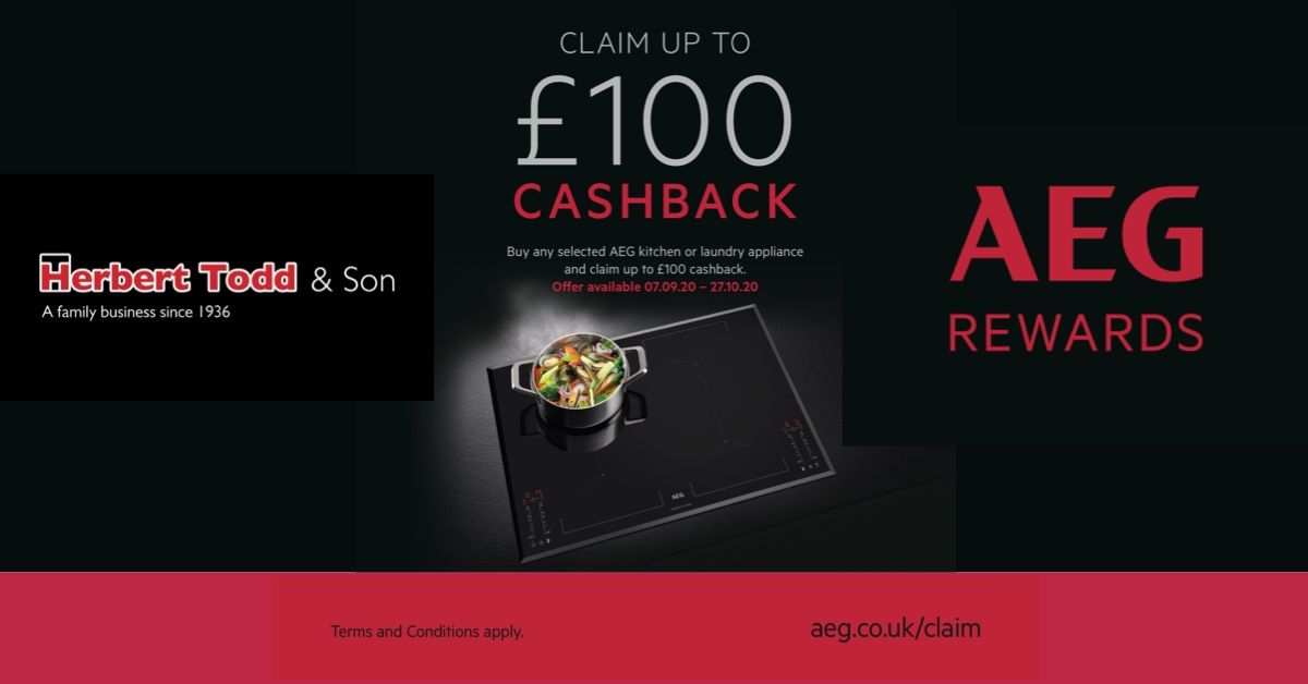 HerbertTodds's tweet photo. £100 CASHBACK 💷
Buy any selected AEG kitchen or laundry appliance and claim up to £100 cashback*.
Get in touch or see us in store for more details.
*offer available until 27th October 2020
#appliances #aeg #localexperts #kitchen #kitchenideas #electricalstore https://t.co/cqLkBnZVHy