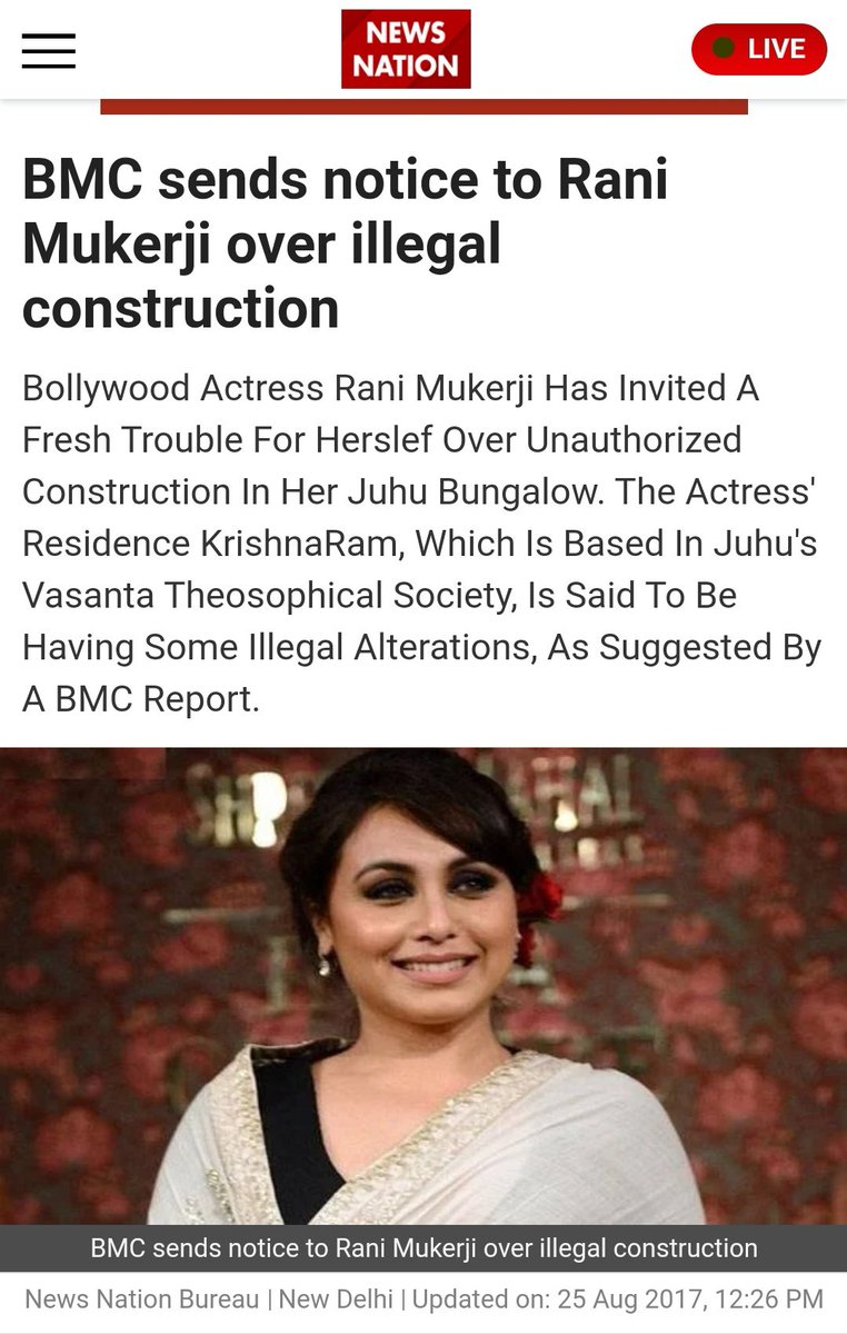 4. Anushka Sharma5. Arjun Kapoor6. Rani MukherjeeIf u want I can give u more names as I'm a helpful citizenIt's been 4 yrs so I hope u will demolish these illegal constructions till yesterday as u demolished  #KanganaRanaut office in 24 hrs even before the notice period.2/n