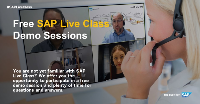 ThomasJenewein's tweet photo. You are not yet familiar with #SAPLiveClass or have concerns about attending a virtual training? We offer you the opportunity to participate in a free demo session and plenty of time for questions and answers. #saptraining #sap https://t.co/00bBPx9Wmp https://t.co/qglY9MI4L4