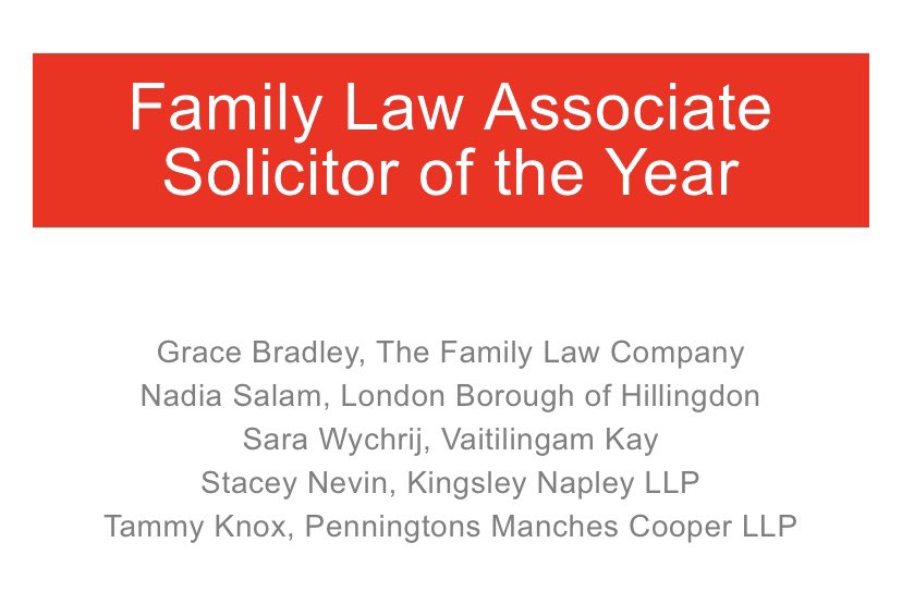 KNFamilyTeam's tweet photo. And if the news couldn’t get better...@StaceyNevin has also been shortlisted for Family Law Associate of the Year! Congratulations Stacey! https://t.co/anWd4m9xJI