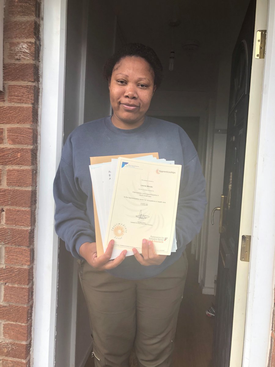 AbsoluteCareLtd's tweet photo. Well done to Leonie Mendo on achieving your Level 2 Diploma in Health and Social Care  😃 https://t.co/VvLOhkaynz