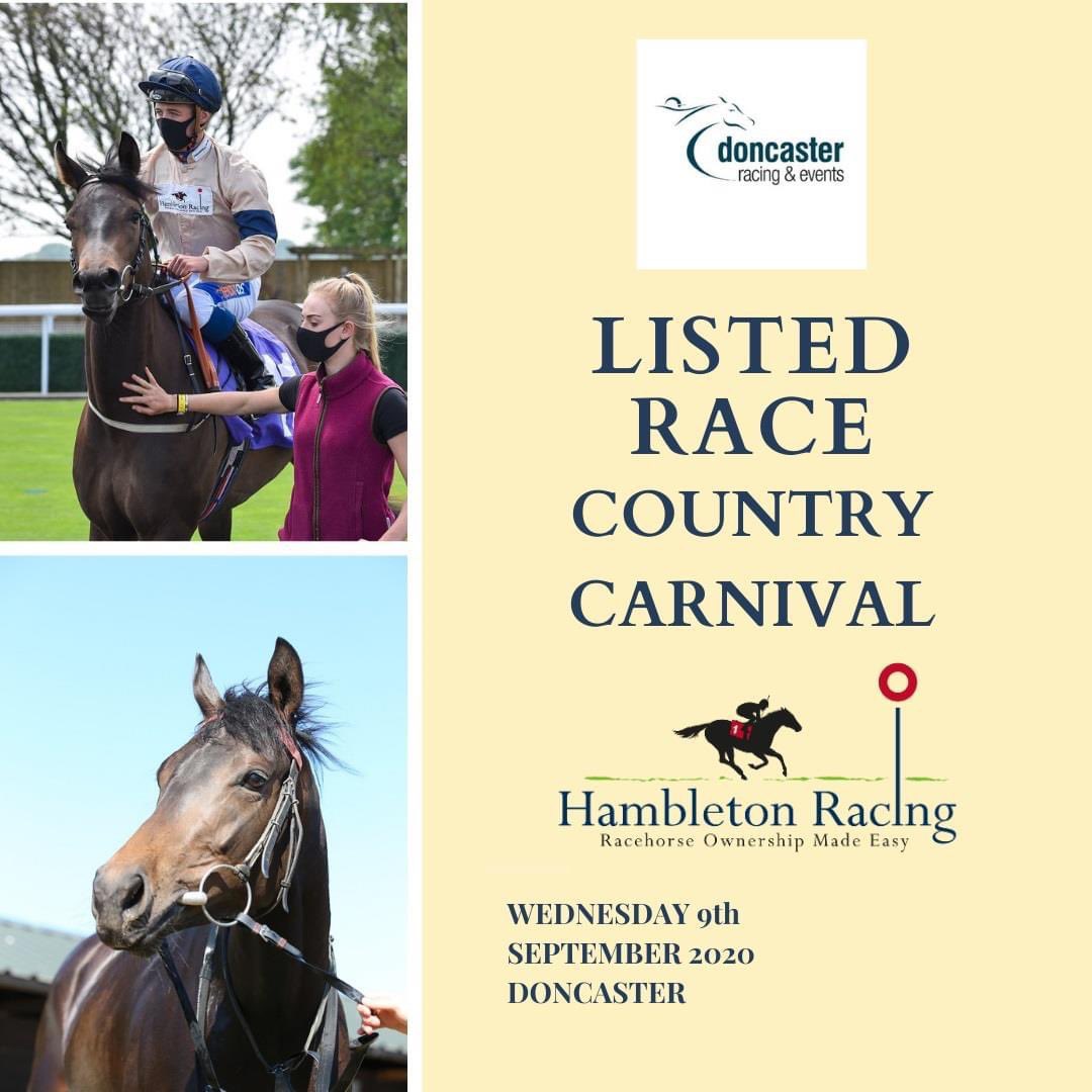 HambletonRacing's tweet image. Our winning 2yo filly Country Carnival is back in action today @DoncasterRaces for day one of the prestigious St Leger Festival live on @itvracing for the @omeararacing team. Best of luck to all connections 🍀🏇💛💙 #ListedRace #Mayson #StLeger