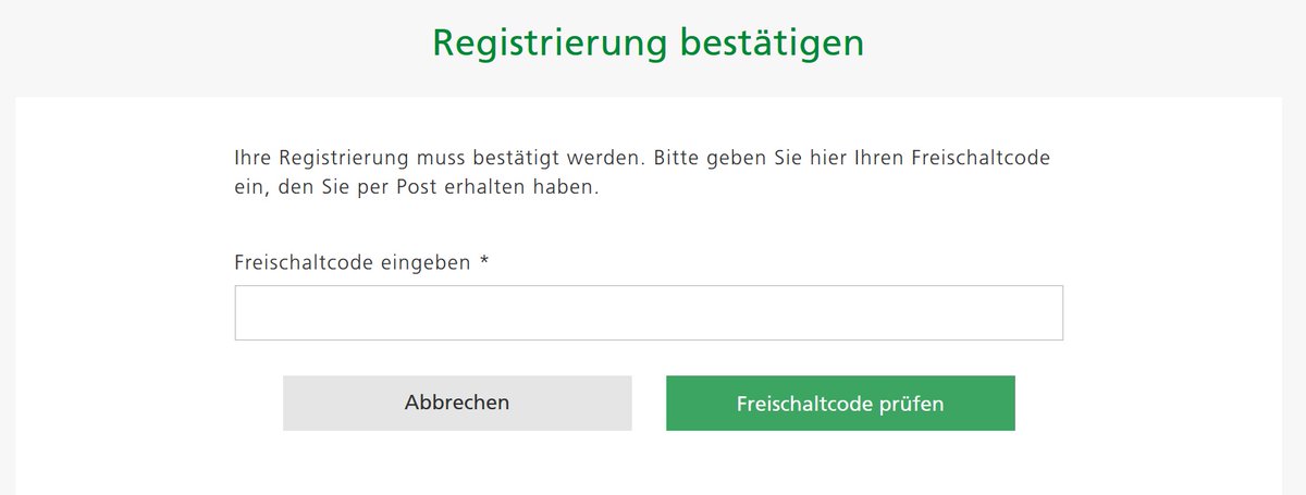 Tolles Beispiel für #Digitalisierung in #Deutschland : Mobile TAN und E-Mail-Bestätigung reichen natürlich (noch) nicht, um ein Onlineportal zu nutzen 🙈
