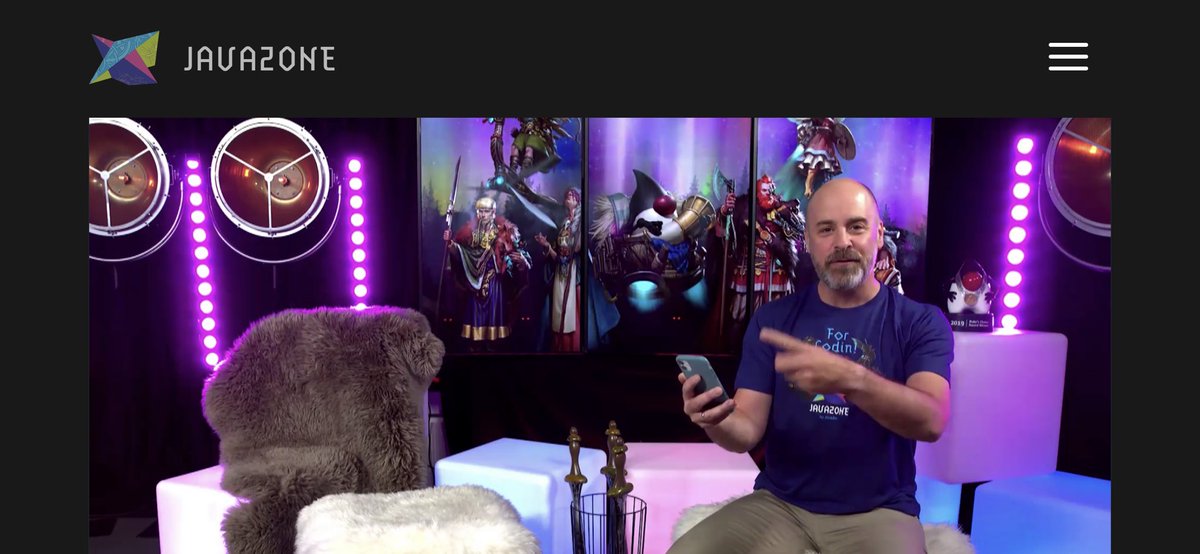 HildeNR's tweet photo. JavaZone VR is live🤩 Mark West rocking his t-shirt😎 https://t.co/jdTbCSTt8q @javaBin @javazone https://t.co/jJA791QagE