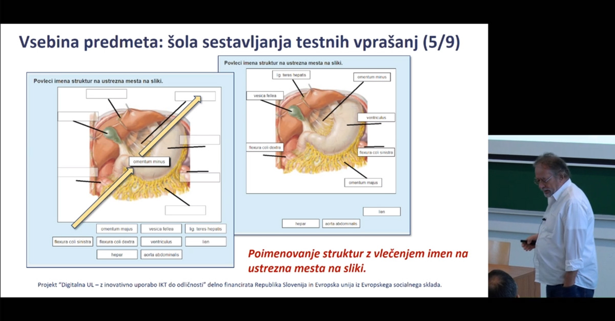 DigitalnaUL's tweet photo. Asist. dr. Jure Dimec from the Institute for Biostatistics and Medical Informatics presents an example of a good practice E-learning and e-materials. 💻 📚 See the implementation of #ICT use at the Faculty of Medicine on this link. 🩺 ➡️ https://t.co/8vvxeROJIo https://t.co/4e8MlF79xI