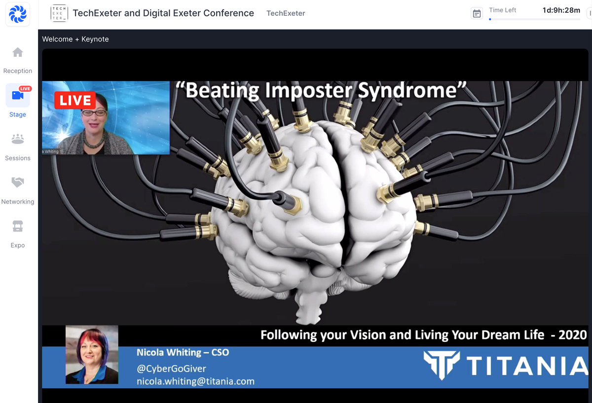 Really looking forward to this keynote talk on Imposter Syndrome by  @CyberGoGiver at today's  @TechExeter conference  #vision2020exeter