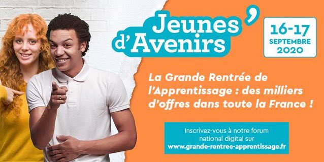 CFA_Agri's tweet photo. La grande rentrée de l'#apprentissage les 16-17 septembre.
#Forum national #digital pour faciliter la rencontre entre :
- des jeunes à la recherche d’une entreprise,
- des recruteurs à la recherche de leurs futurs apprentis.
Déposez vos offres 🙂 
…https://t.co/FZJGvLj4xe https://t.co/70mxV4UieJ