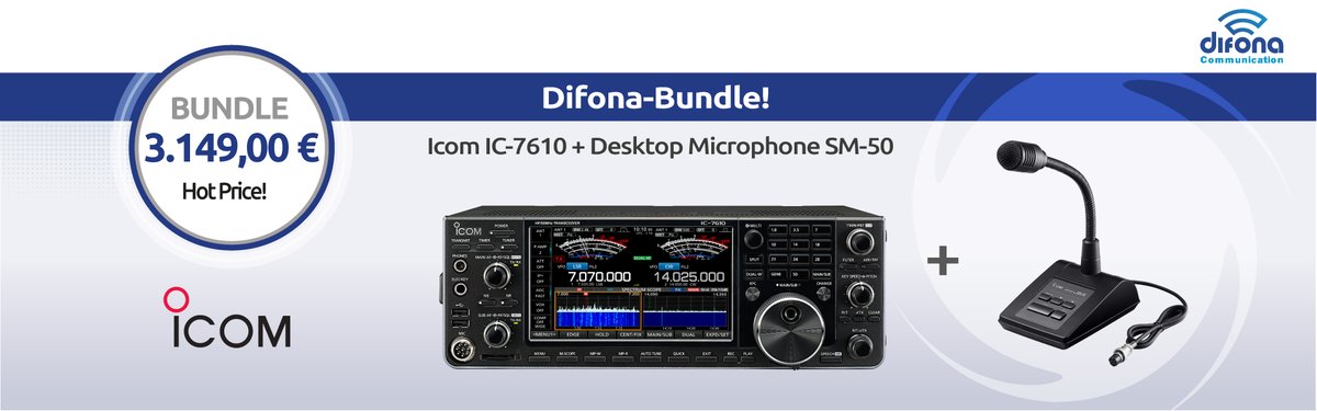 difona_de's tweet photo. Now in Promotion -> ICOM IC-7610 + SM-50 Desktop Microphone. 
Price: 3.149,00€ incl. VAT, plus shipping. Now in stock at 
@difona_de😃
#icom #hamradio #difona #hotprice https://t.co/FCjs4huGSy