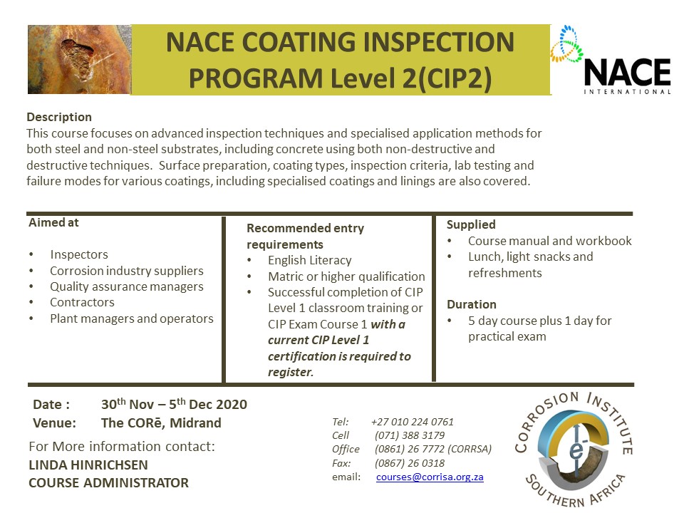 corrosionsa's tweet photo. Book your seat today
#CIP2
#CoatingInspectionProgram
#November
#RegisterToday
https://t.co/lAjGBtwZus https://t.co/NmZvDoi3jT