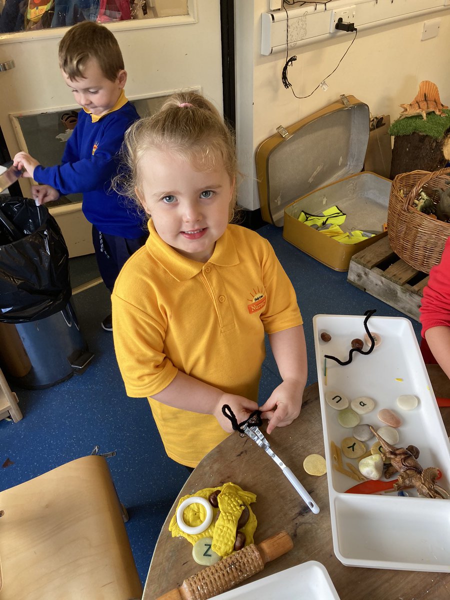 HolytownNC's tweet image. The children are exploring and using their imagination using loose parts in their play dough #expressiveplay #usingourimagination