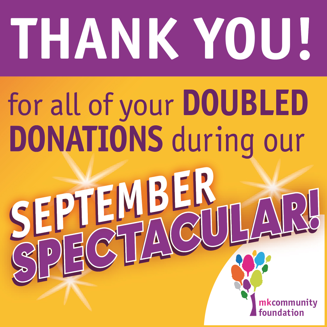 MKComFoundation's tweet photo. Our #SeptemberSpectacular is now over! Thank you so much to everyone who supported local community groups to have their donations doubled! You have helped to make a real difference to the lives of local people! @UKCF_tweets @Localgiving https://t.co/Y33q7SHSOh