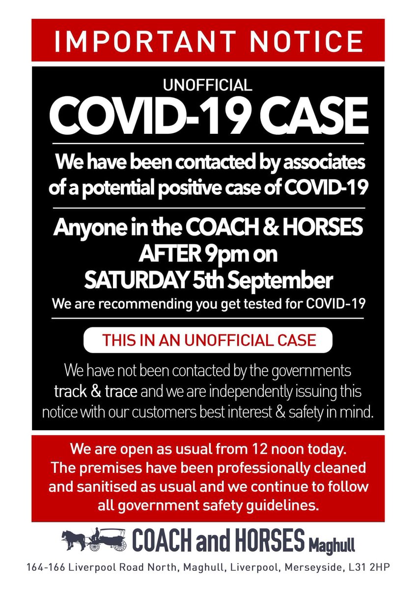 From The Facebook. Don’t know what an ‘unofficial case’ is but thought you might need to know. #maghull #lydiate #covid19