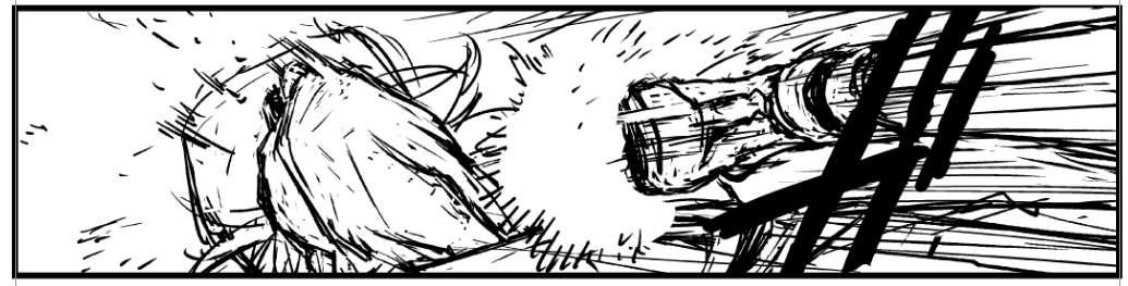 蹴られて顎が跳ね上がるエムさんです(ガンアクション漫画です 