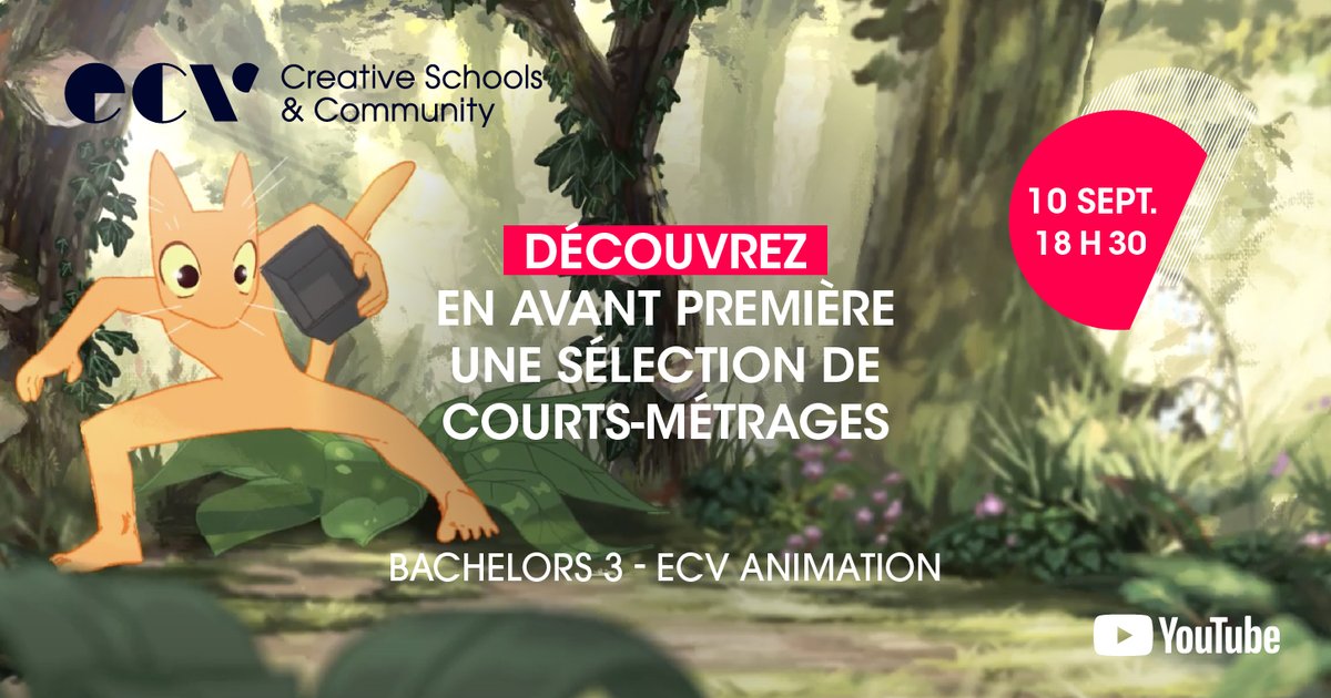 ecvfrance's tweet photo. PROJECTION 🎬 jeudi 10/9 à 18h30, en avant-première sur Youtube, découvrez une sélection de courts-métrages #ECVAnimation réalisés par nos étudiants en 3e année de Bachelor Cinéma d'Animation 2D/3D.
Pour assister à la projection, rendez-vous ici 🔜 https://t.co/blLEta0zWE https://t.co/ctE2cn0asP