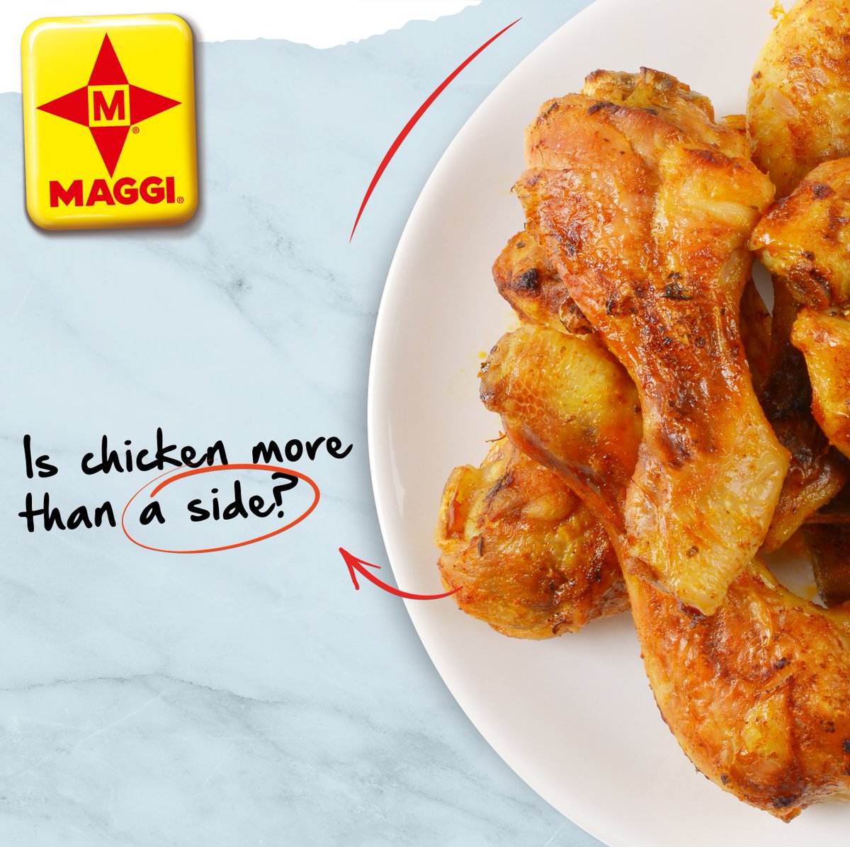 Rice and chicken, Chips and chicken… 
From our point of view, it’s always chicken and something. What do you think, Is chicken more than a side meal?
#MainVsSideDishes