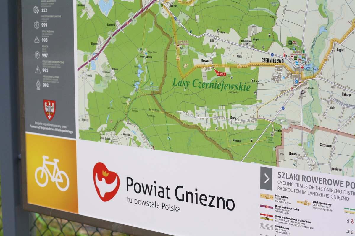 Zgodnie z obietnicą są już tablice informacyjne w powiecie gnieźnieńskim prezentujące przebieg, poziom nachylenia i atrakcje na wszystkich sześciu szlakach rowerowych. #PowiatGniezno #SzlakiRowerowe