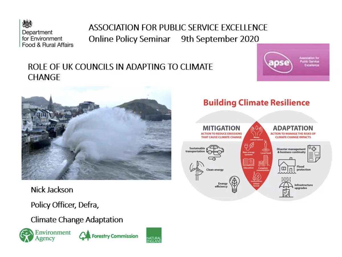 apseevents's tweet photo. A look at vulnerability and exposure to climate change 🌍
We are delighted to be joined by Nick Jackson of DEFRA's Climate Change Adaptation Team, who highlights the range of activities being adapted by UK councils to mitigate the impact of climate change #apseclimate https://t.co/ffjYLqMuvH