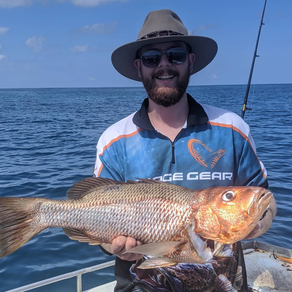 MrSrMike's tweet photo. First ever fishing trip... First ever catch! 🎣🐠 A 65cm Golden Snapper. Our charter skipper was pretty impressed! Reckons after this it'll all be downhill from here though 😂😂 Can't wait to have a feed of it! #cuinthent #firsttimefishing #darwindonerig… https://t.co/LZ52dEkM70 https://t.co/QJlUhfWMPT
