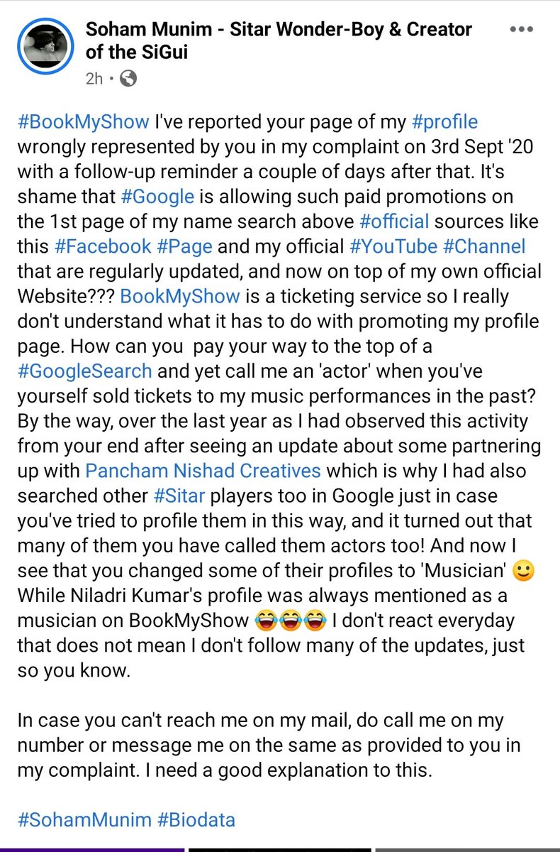 SohamMunim's tweet photo. #wrong #public #information @bookmyshow please look into my #complaint and follow up #reminders from the 3rd Sep 2020. Pls respond on my number provided in the complaint in case my inbox is not able to receive e-mails that are bouncing back.
#sohammunim
https://t.co/4LlrxBDxyU https://t.co/4zwTcxSYaR