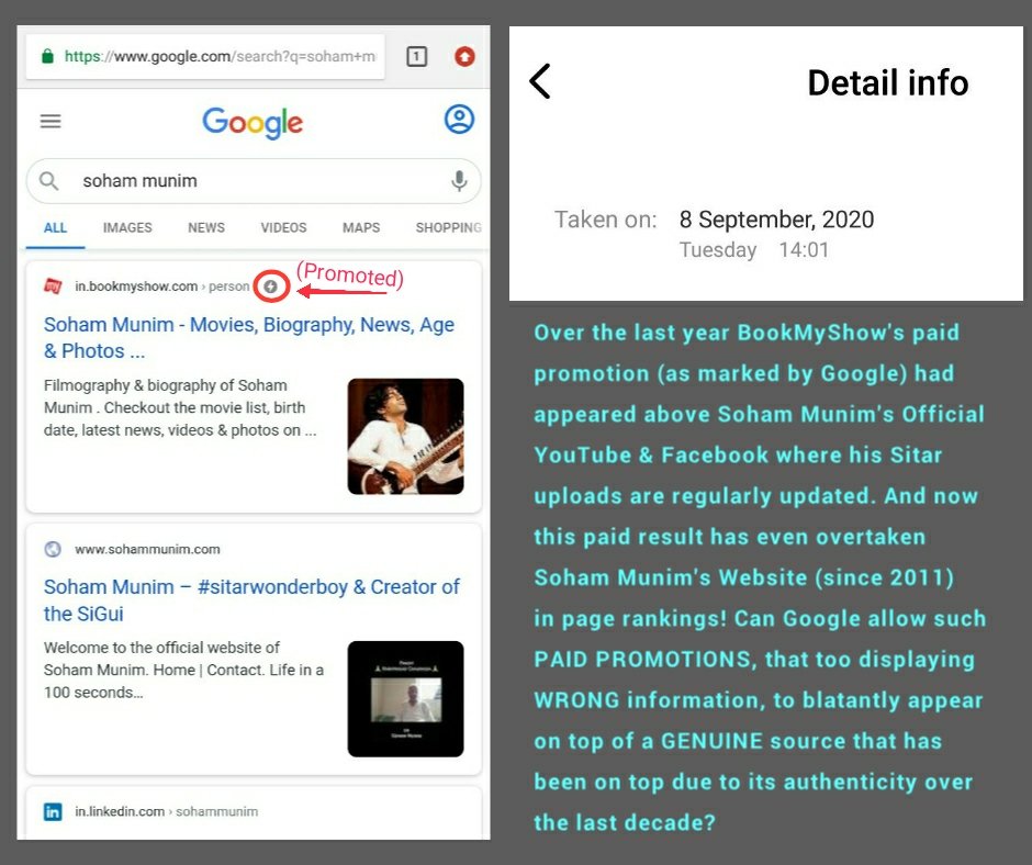 SohamMunim's tweet photo. #wrong #public #information @bookmyshow please look into my #complaint and follow up #reminders from the 3rd Sep 2020. Pls respond on my number provided in the complaint in case my inbox is not able to receive e-mails that are bouncing back.
#sohammunim
https://t.co/4LlrxBDxyU https://t.co/4zwTcxSYaR