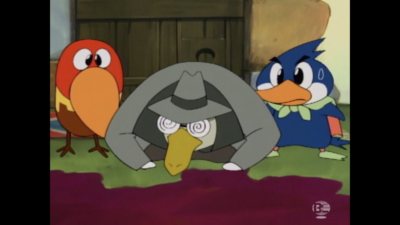 イータ 早速微ホラー回 ある日マクモーじいさんが行方不明に キョロちゃんの夢に出て来た顔無しマクモー 事件の鍵は ばあさんが聴いてた貝殻と 島の耳 無事発見され皆でばあさんの誕生日を祝うが 外では不穏な影が あの まだ3話なん