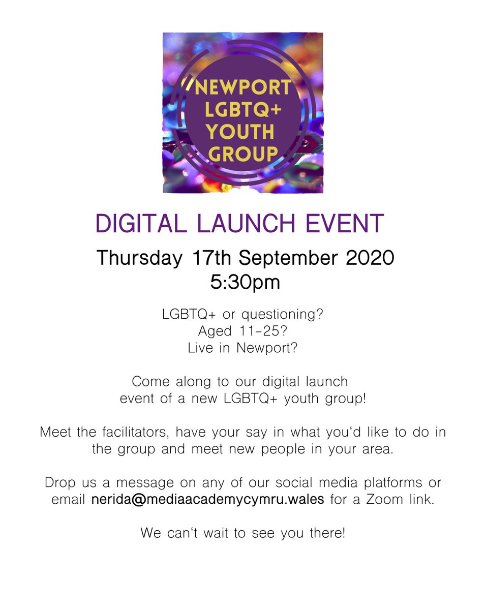 __GWIR's tweet photo. DIGITAL LAUNCH EVENT 📢
Thursday 17th September @ 5:30pm 

Open to all #LGBTQ+ or questioning young people (11-25 years old) who live or study in #Newport!

DM us or email nerida@mediaacademycymru.wales for a Zoom link 🌈🏳️‍⚧️

Please RT to spread the word! https://t.co/wloh01GodU