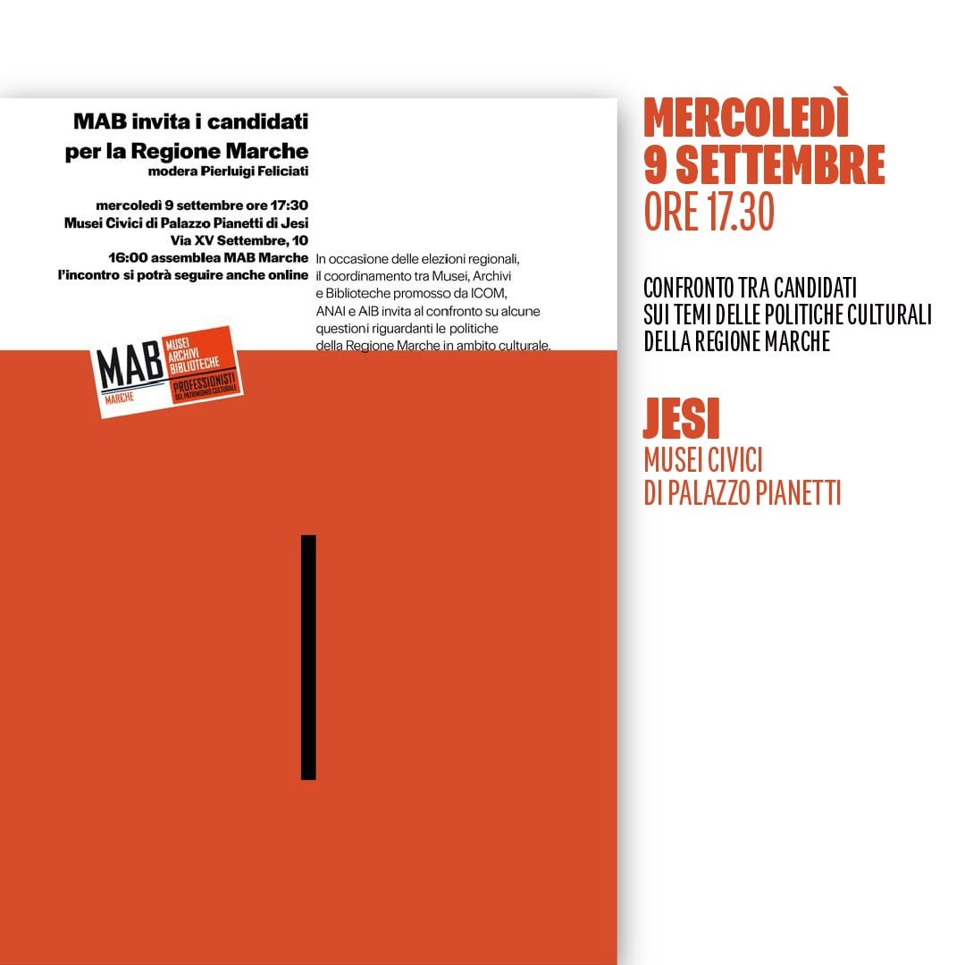 oggi sono stato delegato da Maurizio Mangialardi a partecipare in sua vece al confronto tra candidati sui temi delle politiche culturali della regione.

L'incontro si terrà a Jesi, presso i Musei Civici di Palazzo Pianetti, alle ore 17,30.
