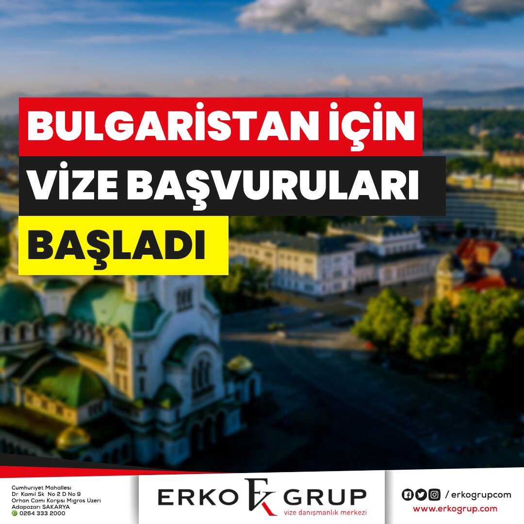 ErkoGrupcom's tweet photo. Covid - 19 Salgını Sonrası Bulgaristan Karantina ve Test Şartı Olmadan Kapılarını Açtı.
Bulgaristan Avrupa Ülkeleri Arasında Sınırlarını Açan İlk ��lke Oldu.
Vize Başvuruları Yeniden Başladı.

#ErkoGrup #Vize #bulgaristan #schengen #Şifremiz54 #Sakarya https://t.co/UyBZRixkgc