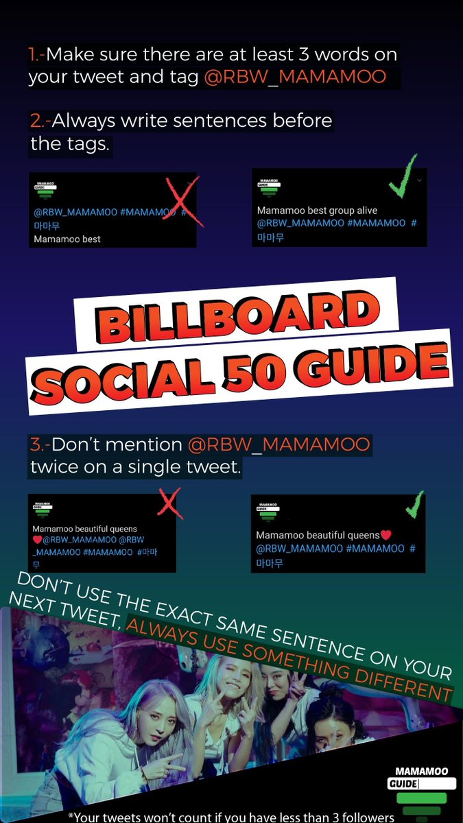 BILLBOARD SOCIAL 50Get into the habit of mentioning  @RBW_MAMAMOO, it's really easy and it doesn't take time.
