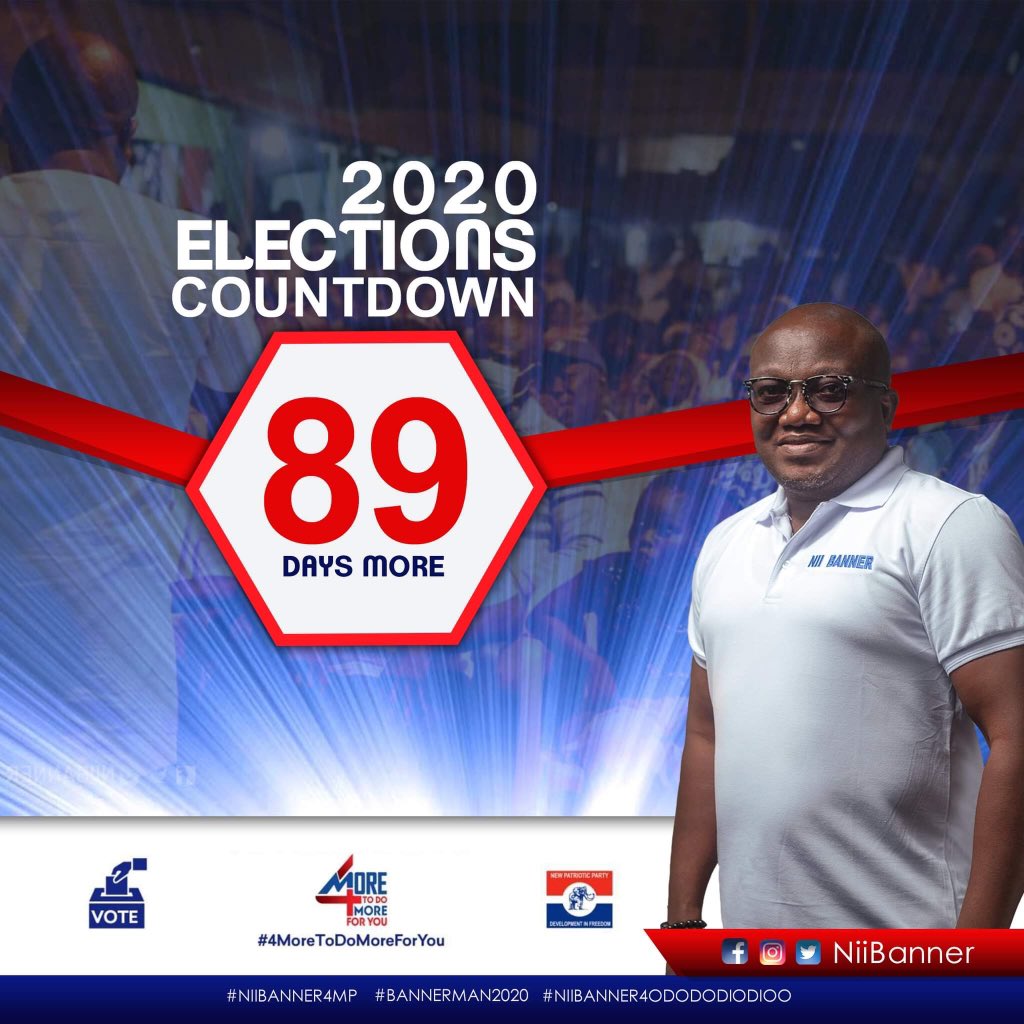 NiiBanner's tweet photo. 89days more to go. @NPP_GH @npployalladies @NPP4All @NAkufoAddo @SBawumia 
#VoteNiiBanner4Parliament
#Odododiodioo4NiiBanner
#4MoreToDoMoreForYou https://t.co/xuJ1dsuBXD