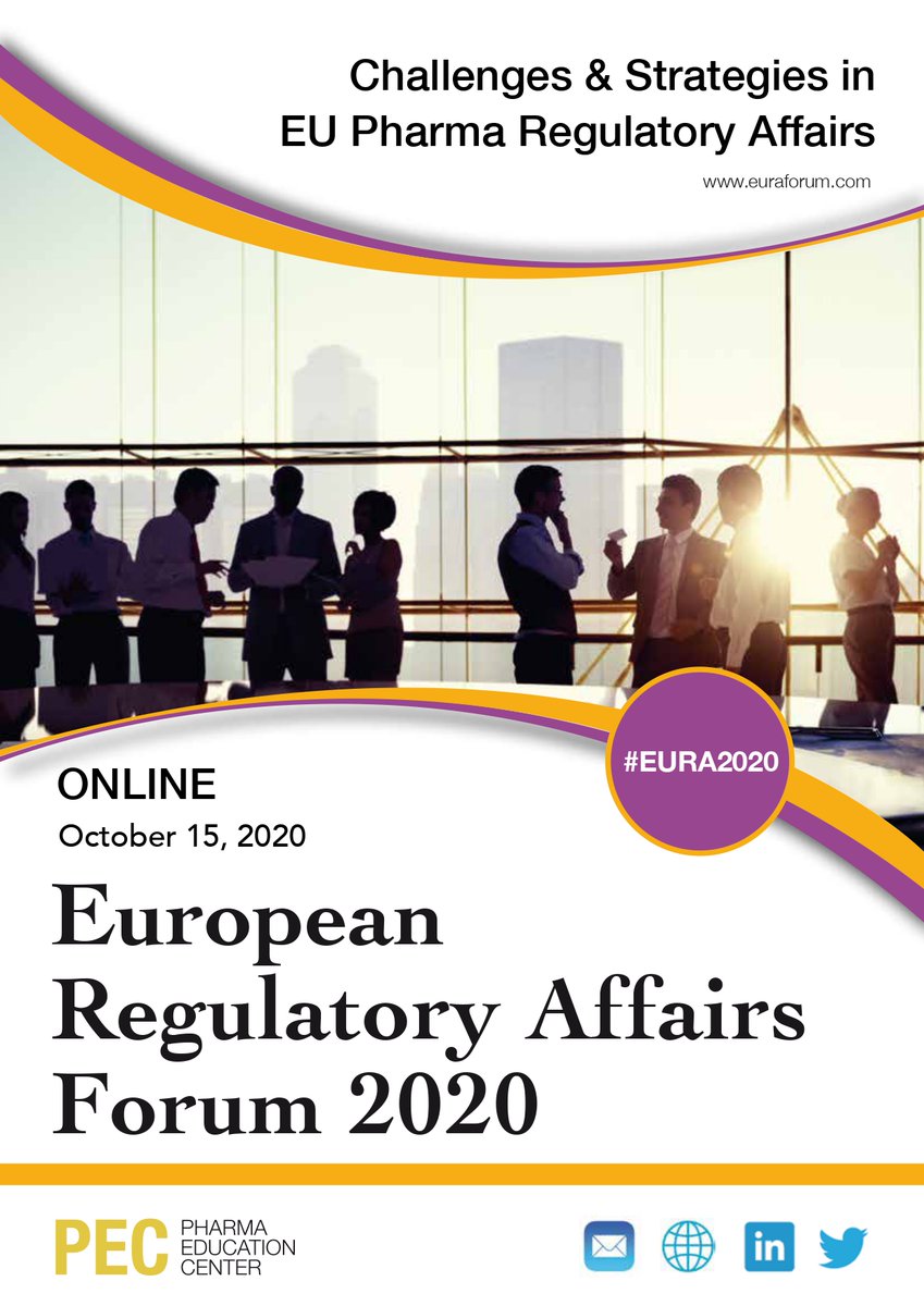 pecpharma's tweet photo. European #RegulatoryAffairs #Forum 2020
October 15 | #ONLINE
Agenda: https://t.co/E8F1Hu4ixm
Registration: https://t.co/Q7Vlk6C978
#EURA2020 #pharmaindustry #RA #pharmaceuticalsciences #trainingcenter https://t.co/wbqd2ITb0V
