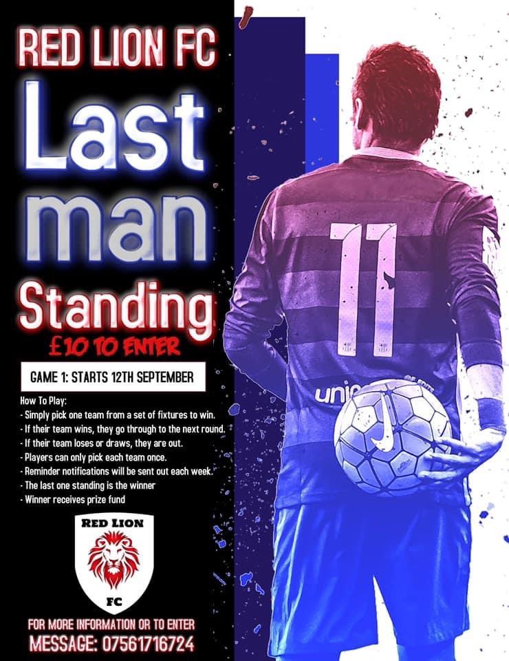Prize Pot currently at £900 💰 <a href="/RedLionRedditch/">RedLionFC</a> LAST MAN STANDING 🦁 Just 10 more entrants to make it £1K. Only £10 to enter, get in touch with myself or <a href="/Daveboy_99/">Davey Phelan</a> for more details ❤️ UTL 🦁