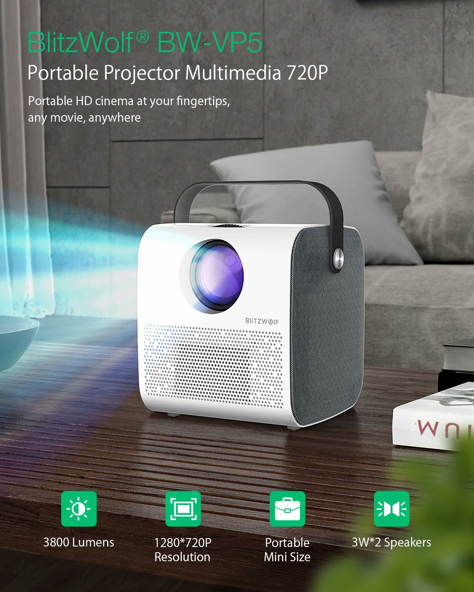 OnlyTechDeals's tweet image. 👉 BlitzWolf® BW-VP5 Portable LCD Projector 3800 Lumens 1280*720P HD Multimedia bluetooth V4.0 Projector with 3W*2 Speakers

💲 Coupon Price: $69 / 59€uro
⚠️ Coupon Code: BGEMVP5
🌐 Link: bgd.by/4ubcoi

#blitzwolfprojector #portableprojector #blitzwolfbwvp5