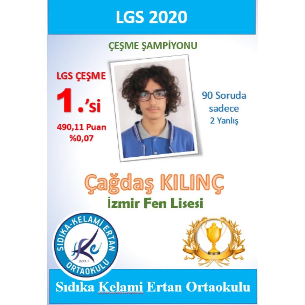 cesmertanortaok's tweet photo. LGS Çeşme 1.'si Çağdaş KILINÇ gururumuzsun. Tebrik eder,başarılarının devamını dileriz.👏🏻🙏💙
@cesmemem 
@izmir_ilmem https://t.co/cVjwDd1YRj