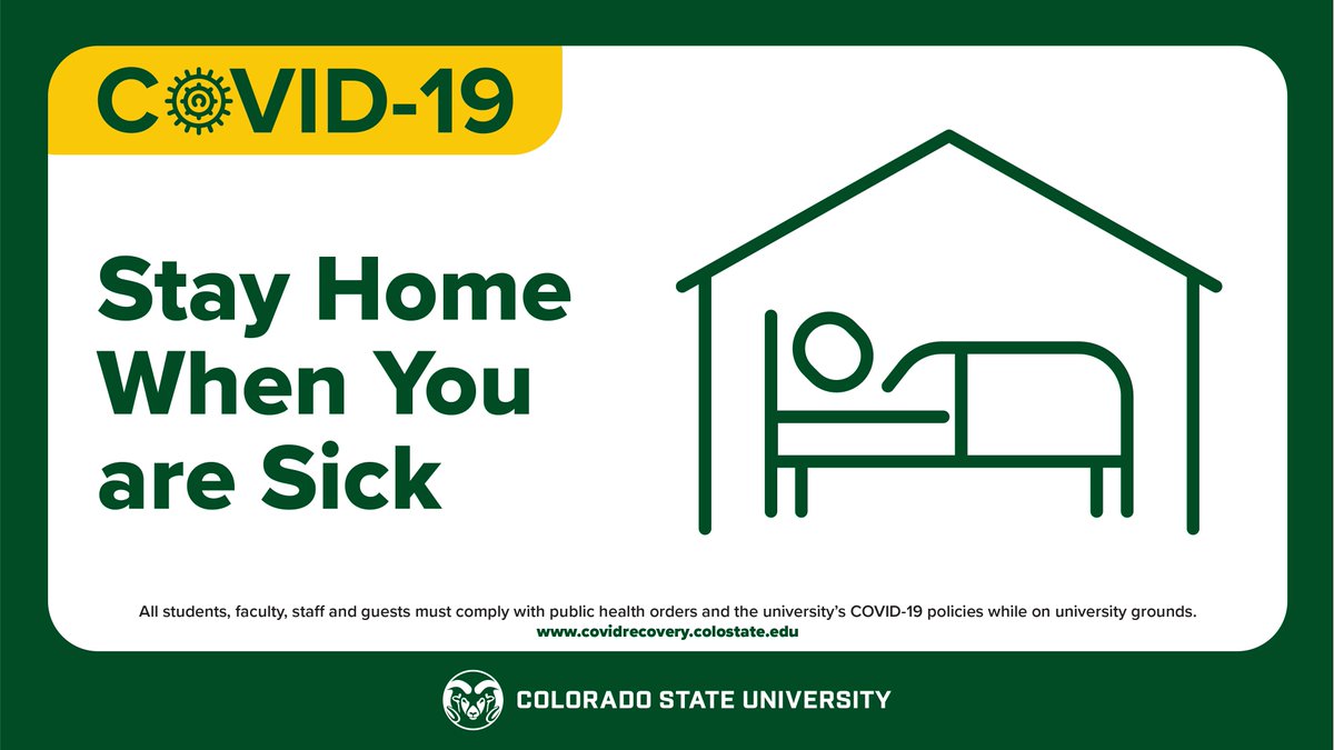 Rams, stay home if you're experiencing any symptoms of illness, and call your doctor if you're experiencing COVID-19 symptoms or believe you have been exposed to COVID-19.

Rams Take Care, Rams Take Action 🐏

Read <a href="/CSUMcConnell/">Joyce McConnell</a>'s message to campus: col.st/1NNRO