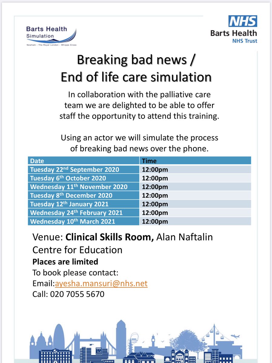 BartsHealth Sim (@bartssim) on Twitter photo More dates for Difficult Conversation course
Limited places, to book email; Ayesha.mansuri@nhs.net
@NewhamHospital <a href="/NewhamSurgery/">Newham Hospital Surgery</a> <a href="/EDTeamNUH/">Emergency Department @Newham University Hospital</a> <a href="/NewhamICU/">Newham University Hospital Intensive Care Unit</a> <a href="/NuhTheatres/">NUHTheatres</a> <a href="/NUHNursing/">NUH Nursing</a> <a href="/NUHmaternity/">Newham Maternity</a> More dates for Difficult Conversation course
Limited places, to book email; Ayesha.mansuri@nhs.net
@NewhamHospital <a href="/NewhamSurgery/">Newham Hospital Surgery</a> <a href="/EDTeamNUH/">Emergency Department @Newham University Hospital</a> <a href="/NewhamICU/">Newham University Hospital Intensive Care Unit</a> <a href="/NuhTheatres/">NUHTheatres</a> <a href="/NUHNursing/">NUH Nursing</a> <a href="/NUHmaternity/">Newham Maternity</a>
