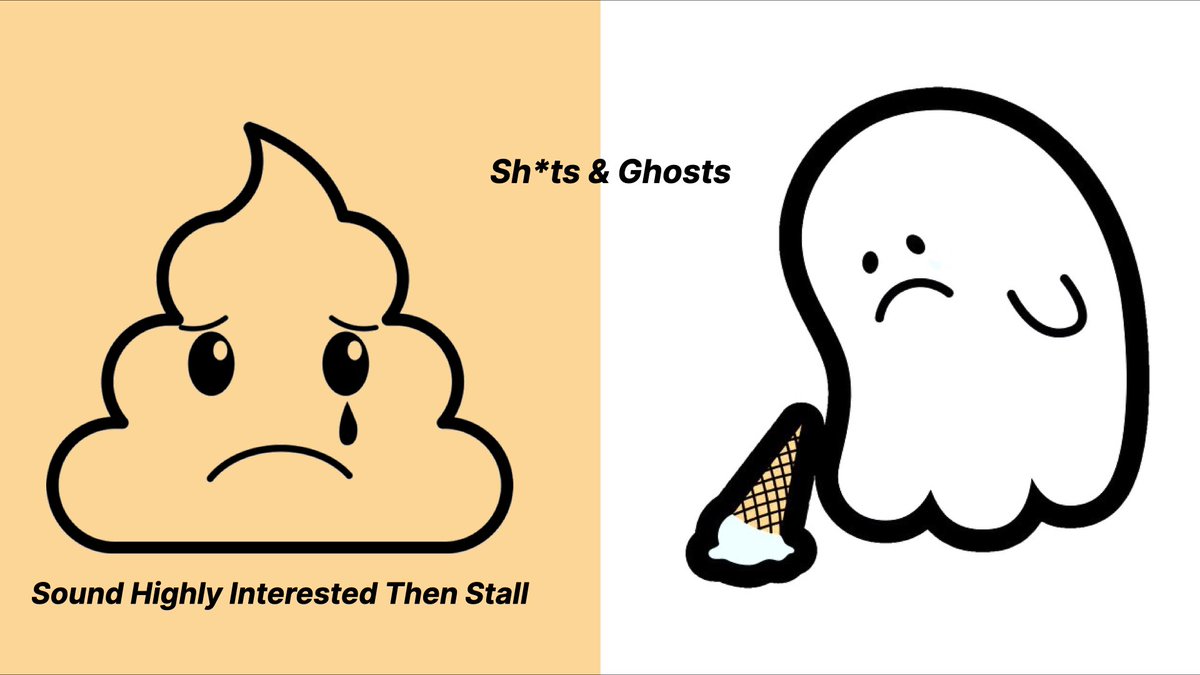 2/ The Sh*ts: Sound Highly Interested Then Stall. This has been honed to near perfection by venture capitalists, who often lean in (to ensure they don’t miss a hot deal) before they actually analyze the opportunity (thus the stall part).  #Sales