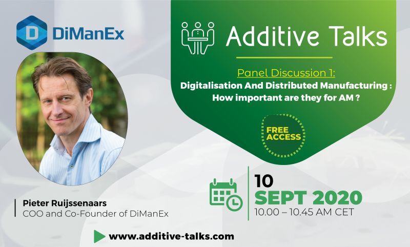 DiManEx_BV's tweet photo. Happening tomorrow! Don't miss Additive Talks and DiManEx COO Pieter Ruijssenaars at 10 AM CET to hear about digitalization and distributed #manufacturing https://t.co/36JDi8UztF #3Dprinting #Additivetalks #AdditiveManufacturing https://t.co/vlEpqgjX26