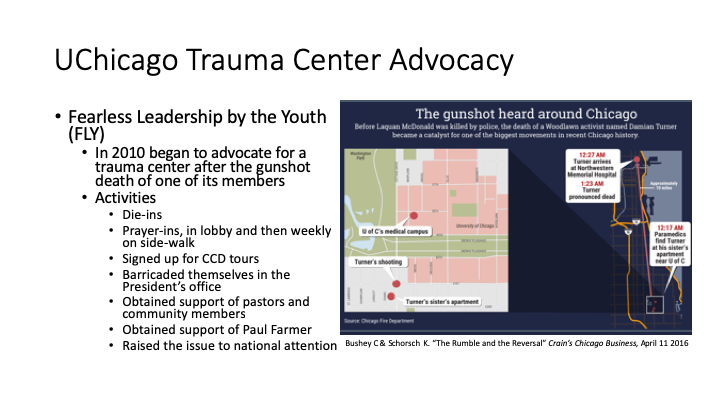 Fearless Leadership by the Youth were fierce advocates for bringing a new trauma center to the South Side, galvanized by the death of Damian Turner.