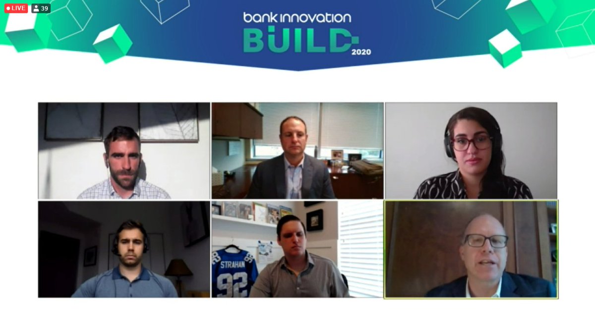 And we're live! We have kicked off the Bank Innovation Build virtual experience. First up is a session on Changes in banking innovation operations and focus in the age of COVID-19. #BIBuild20