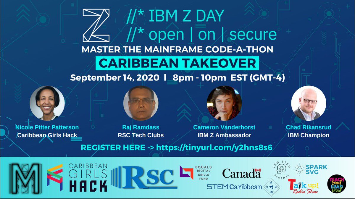 NOWTHIS!!📣Free Code-a-thon #techskills #ibmbadge #masterthemainframe <a href="/WomenCaribbean/">Women in Tech Caribbean Community</a> <a href="/damullingstweet/">Danielle Mullings</a> @SooTangYuk <a href="/michaelmorg6015/">Michael Morgan</a> <a href="/1DigitalYard/">Erica Simmons</a> <a href="/TalkUpYout/">IG: TalkUpYout</a> <a href="/gdgpos/">GDG Port of Spain</a> <a href="/ncueducation/">NorthernCaribbeanUni</a> <a href="/mentorafrika/">Dr. Melissa Sassi 👑🐧🌍</a> <a href="/usctt/">University of the Southern Caribbean</a> <a href="/CambridgeMakeda/">Makeda Antoine-Cambridge</a> <a href="/CanadaJamaica/">Canada in Jamaica</a> <a href="/csod_coi/">Caribbean School of Data</a> REGISTER HERE shorturl.at/xzE45