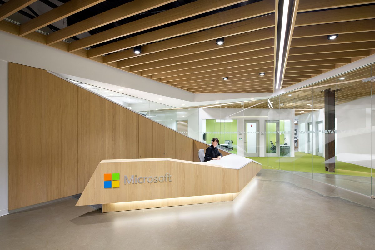 DesignOneSource's tweet photo. Project: Microsoft Canada Excellence Centre (MCEC)
Architect: @Clive_Wilkinson
Product: Shinnoki Ivory Oak
Application: Complete interior work (ceiling, wall panels, stairs, front desk) https://t.co/Oshy4aIaHT #designonesource https://t.co/3rZdJrO0cb