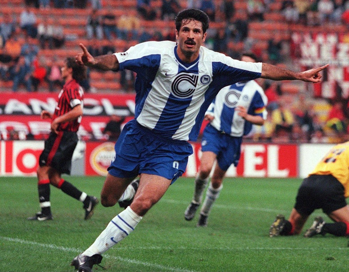 He enjoyed a brief stint with Bayern, before moving to  @HerthaBSC_EN where he scored against Chelsea and Milan in the Champions League, and pulled off their away kit remarkably well.