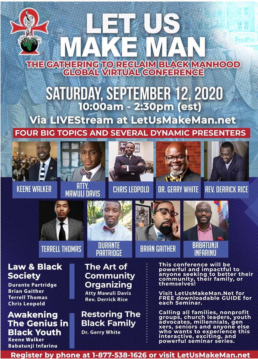 Our partner Let Us Make Man is hosting an online gathering this Saturday, September 12th from 9:00AM - 1:30PM CST. The Gathering to Reclaim Black Manhood Global Virtual Conference is going to be a great event! Register today at letusmakeman.net.