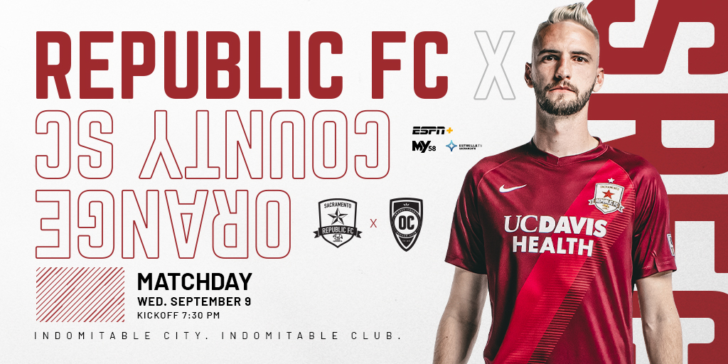 ＭＡＴＣＨＤＡＹ

🆚  <a href="/orangecountysc/">Orange County SC</a> 
⏰  7:30PM
📺  ESPN+, KQCA My58, and Estrella TV Sacramento
🎉  Zoom
➡️  bit.ly/2F0nCjY

#SACvOC