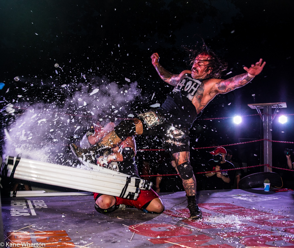 Kane_B13's tweet photo. July 4th. First outdoor event of the Summer. #ICW #DeathmatchDriveIn 3. #NHB3 #deathmatch https://t.co/uwlVHbZO53