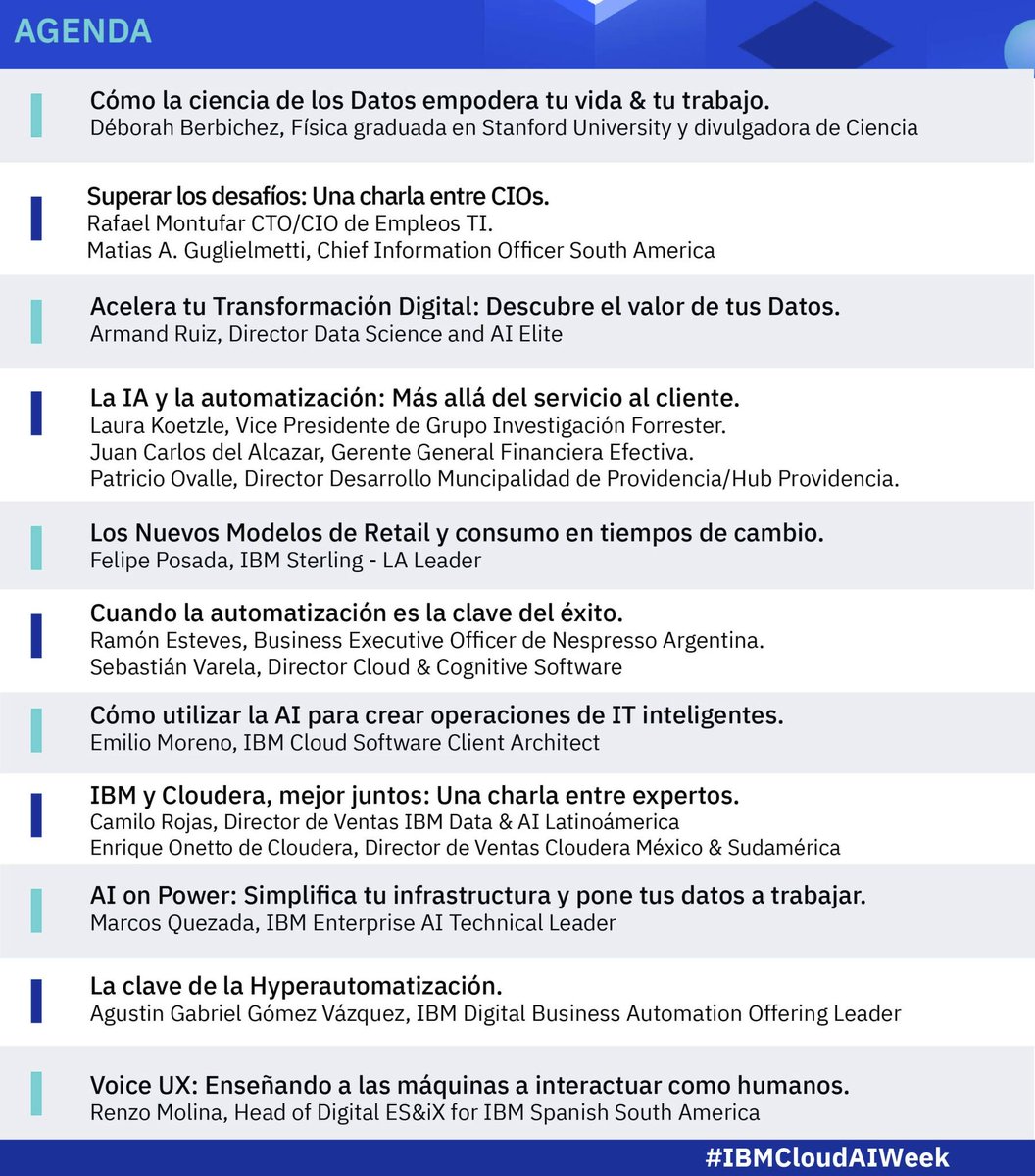 jselman's tweet photo. Recuerda! Hoy 2do día - temas muy interesantes. Te espero en #IBMCloudAIWeek (@IBMdeChile)

https://t.co/Ev4NiuEmM9 https://t.co/Ze3ARBDAii